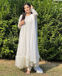 4 Piece Chiffon Embroidered frock - Diamond Dust