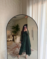 4 Piece Premium Chiffon Embroidered Dress -Zumrud