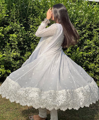 4 Piece Chiffon Embroidered frock - Diamond Dust