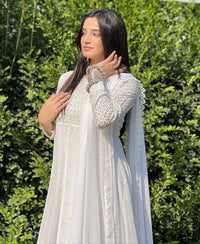 4 Piece Chiffon Embroidered frock - Diamond Dust