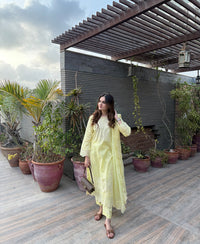 3 Piece Cotton Embroidered Dress - Lemon Haze