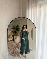4 Piece Premium Chiffon Embroidered Dress -Zumrud