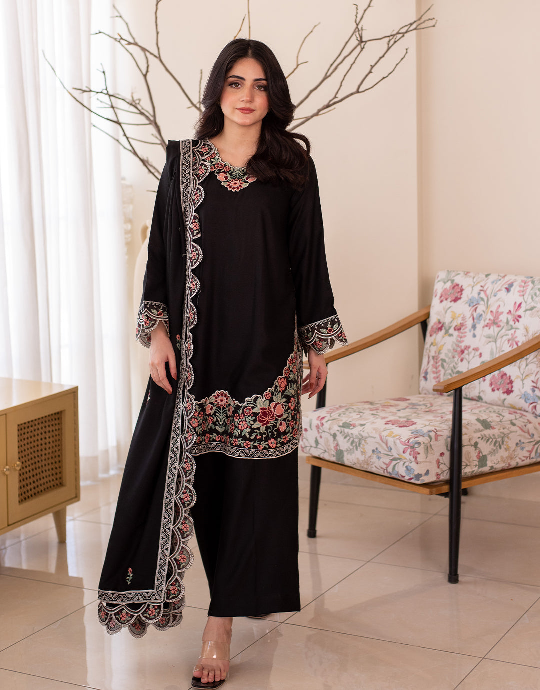 3 Piece Karandi Embroidered Dress - Zahra