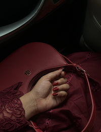 3 Piece Cotton Embroidered Dress - Majesty Wine
