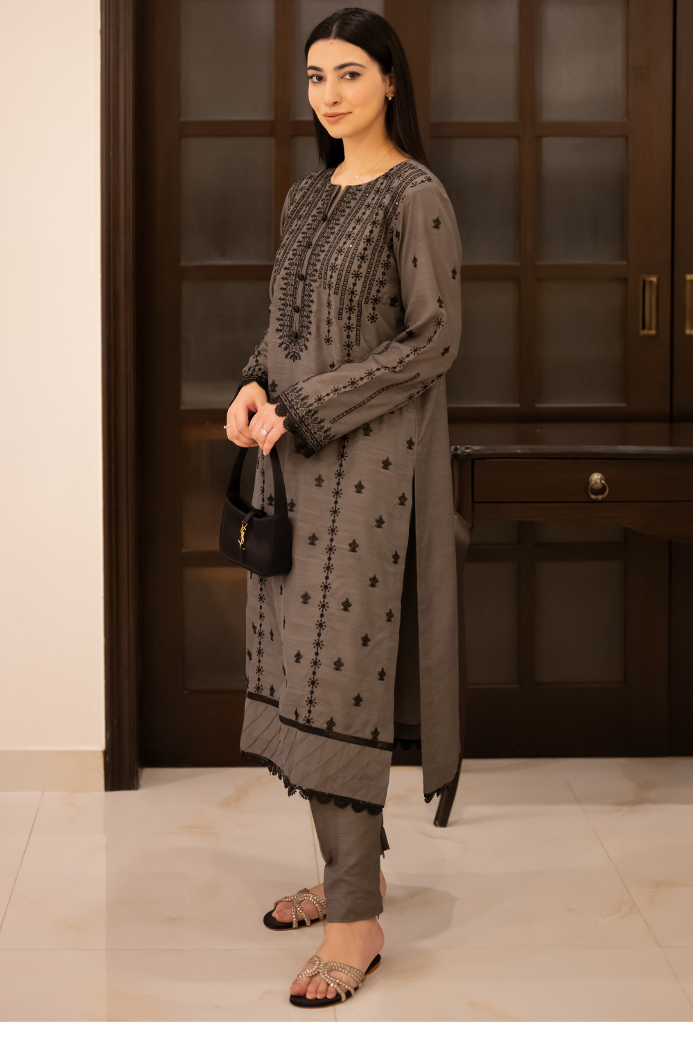 3 Piece cotton embroidered dress - KG-16