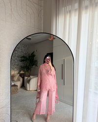 4 Piece Premium Chiffon Embroidered Dress -Blush Willow