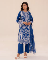 3 Piece Cotton Embroidered Dress - Zarqa set