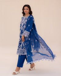 3 Piece Cotton Embroidered Dress - Zarqa set