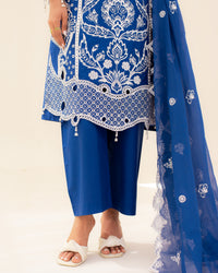 3 Piece Cotton Embroidered Dress - Zarqa set
