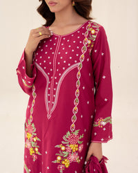 3 Piece Cotton Embroidered Dress - Zariya set