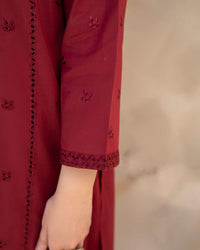 Dark Mehroon 2-Piece Chikankari Dress (LM-51)
