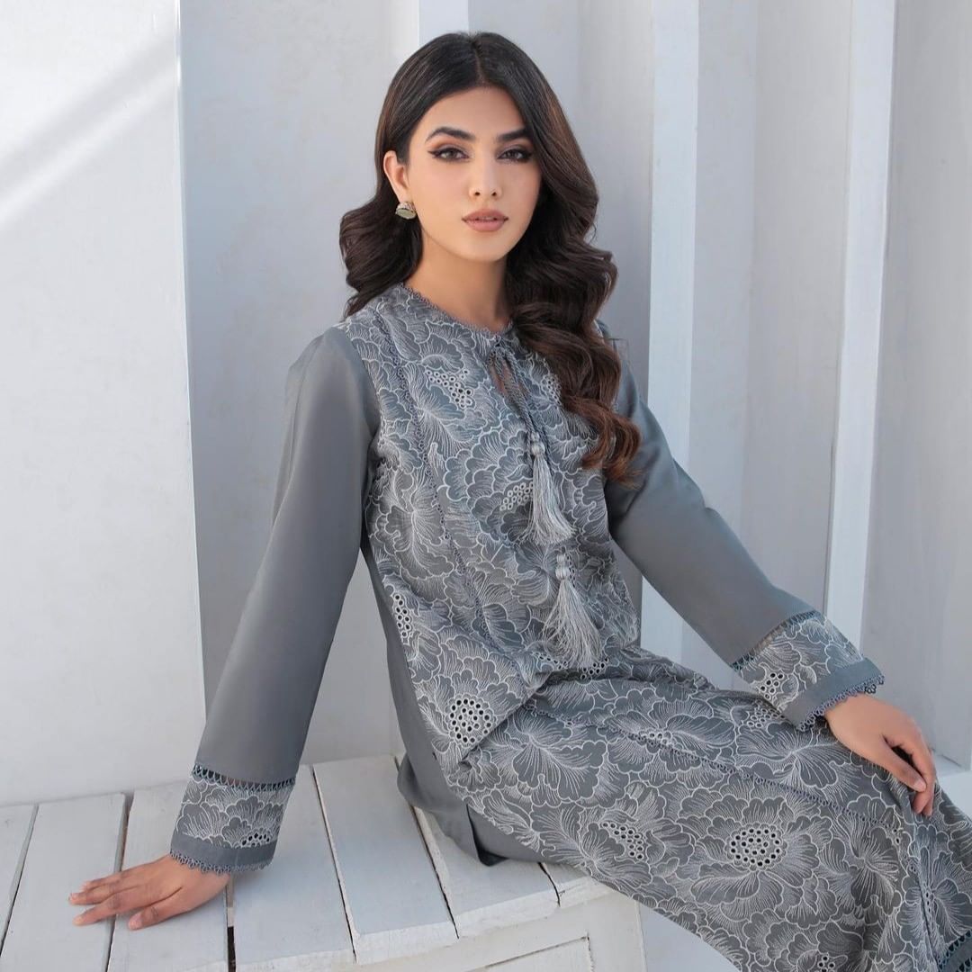 2 Piece Stitched Lawn Embroidered Dress, SG-02