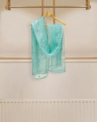 4 Piece Stitched Organza Embroidered Dress, BL-16 in blue