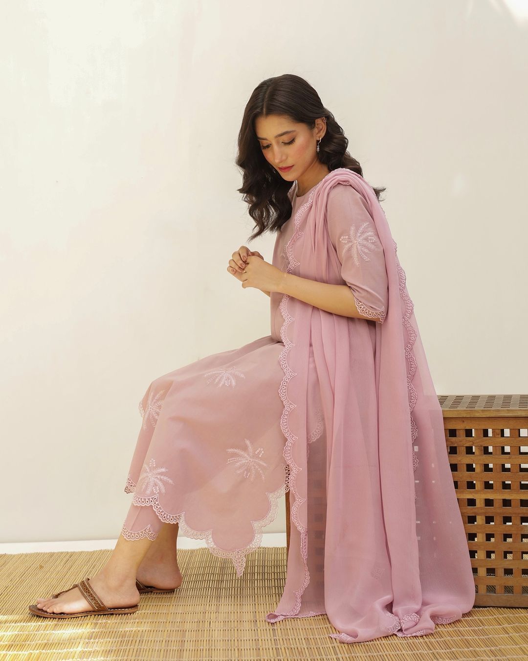 3 piece cotton Embroidered Dress - Pc-02