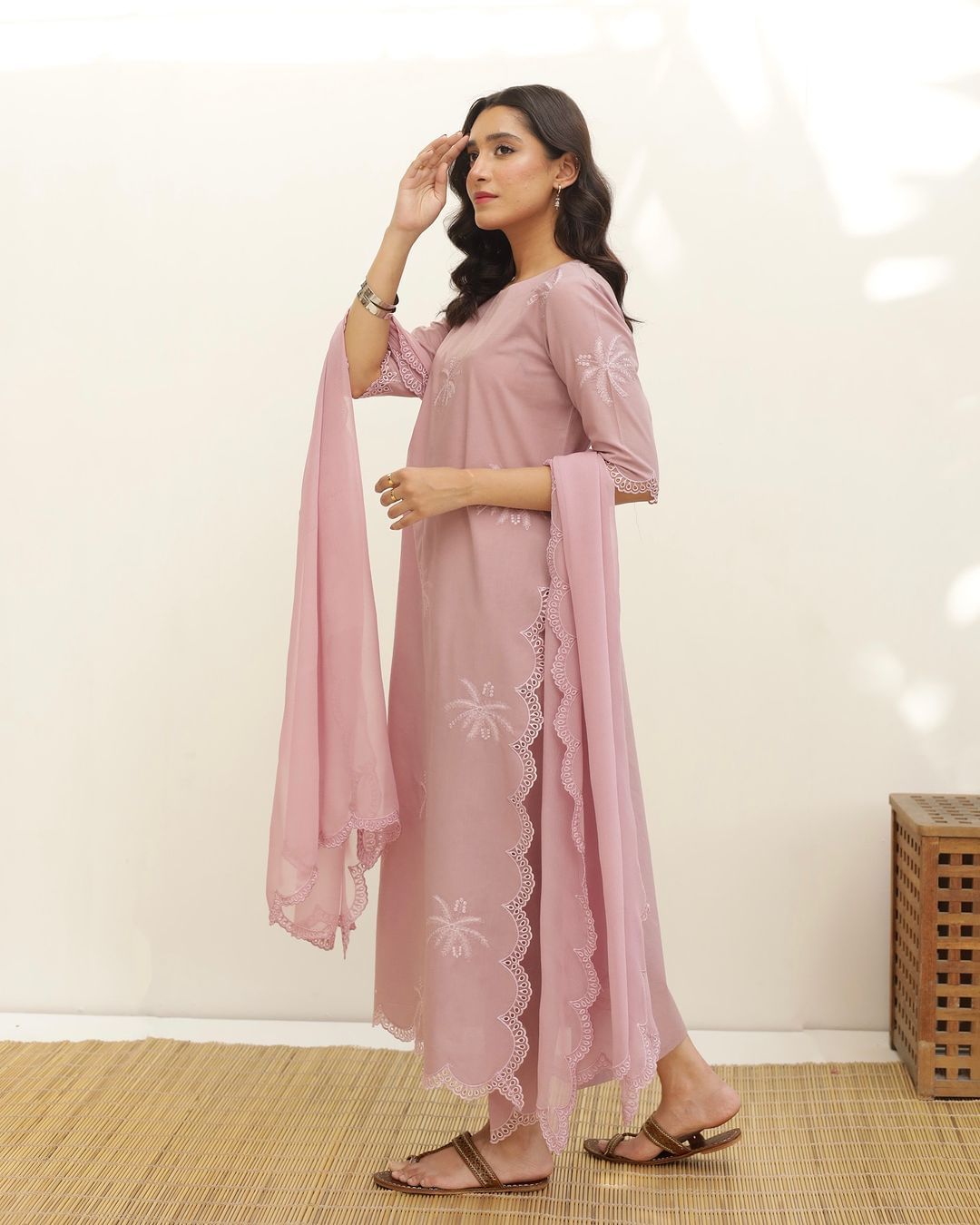 3 piece cotton Embroidered Dress - Pc-02