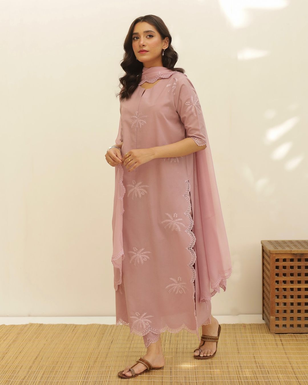 3 piece cotton Embroidered Dress - Pc-02