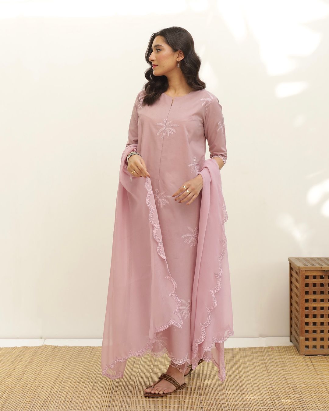 3 piece cotton Embroidered Dress - Pc-02