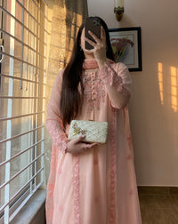 4 Piece Chiffon Embroidered - Whisper Pink