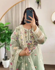 Mp-62 - 4 Piece Organza Embroidered Dress