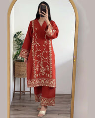 2 Piece Khaddar Embroidered Dress LSK-14