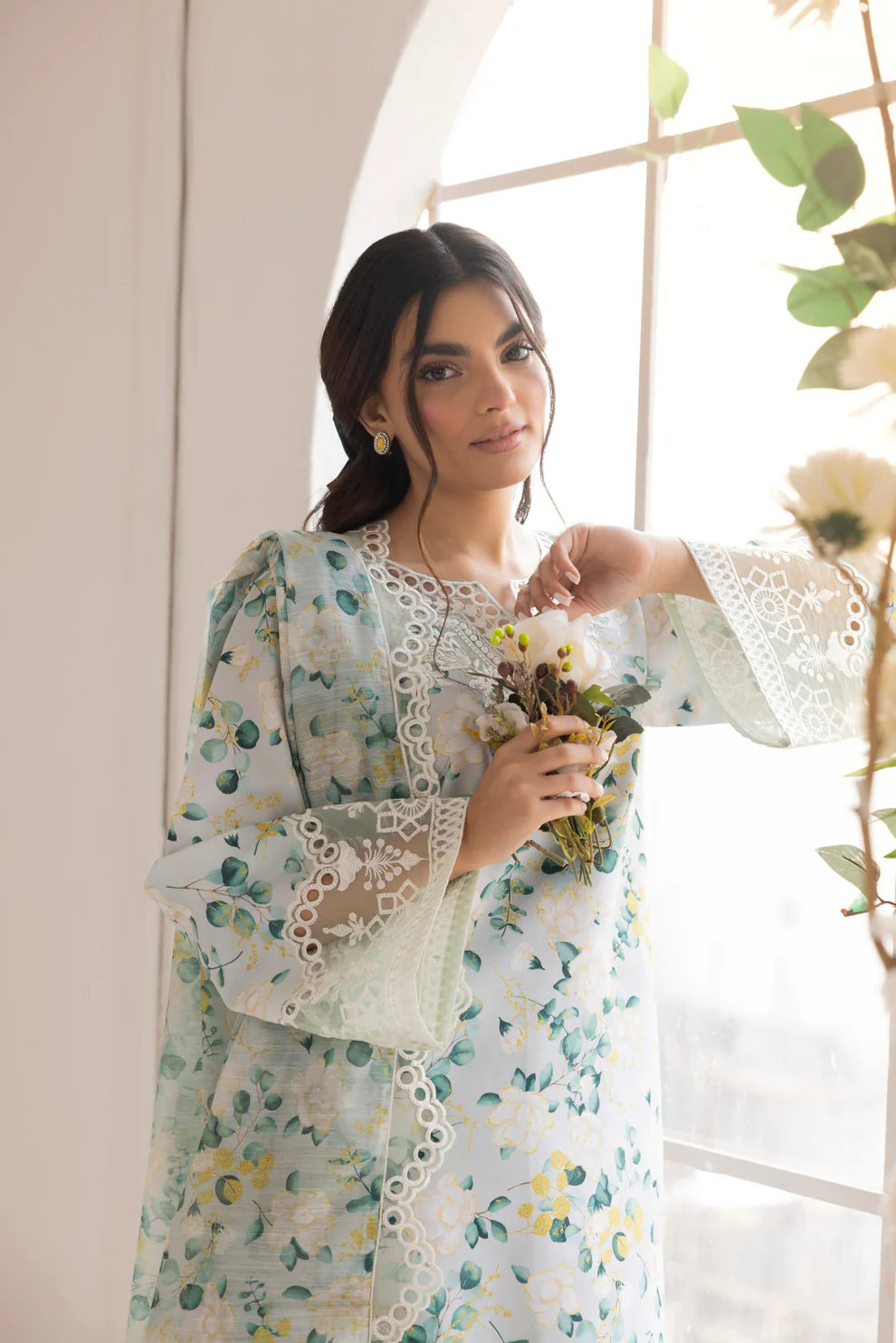 3 Piece Stitched/Unstitched lawn Printed and Embroidered Dress, LP-52