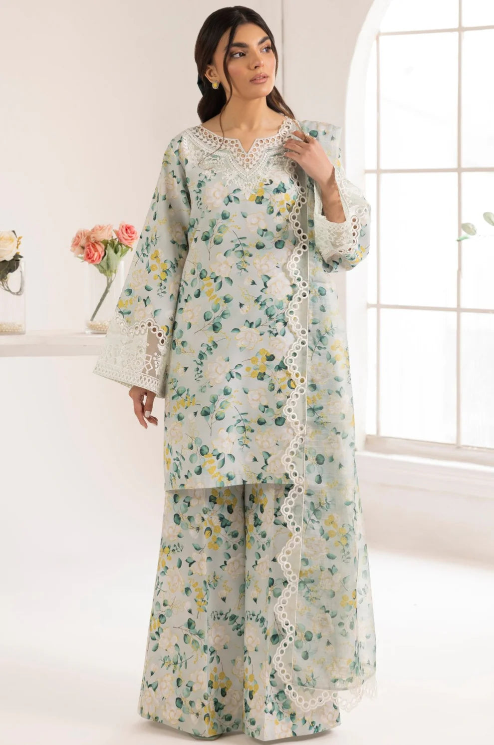 3 Piece Stitched/Unstitched lawn Printed and Embroidered Dress, LP-52